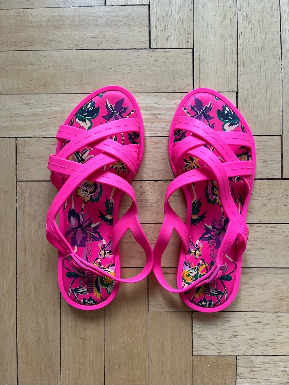 Melissa x Jason Wu Haley pink neon sandal sz 7